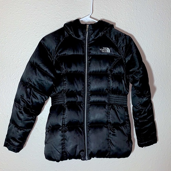 THE NORTH FACE 550 black Goose Down PUFFER JACKET Sz 10/12 hooded Jacket Wm XS P - Picture 16 of 16